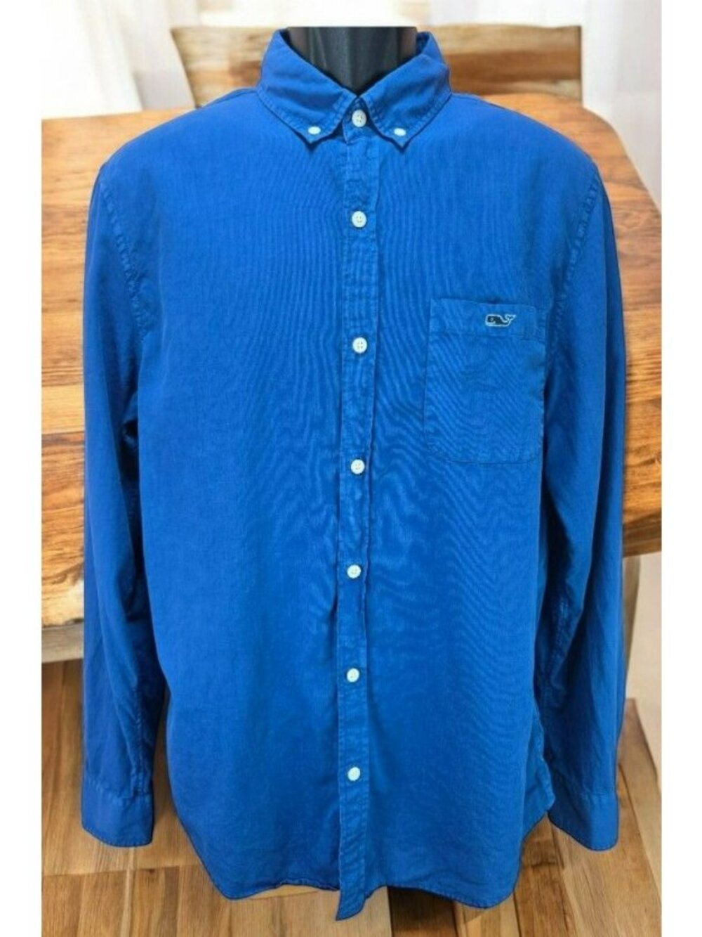 Vineyard Vines Slim Fit Tucker Blue Silk Shirt Size Medium